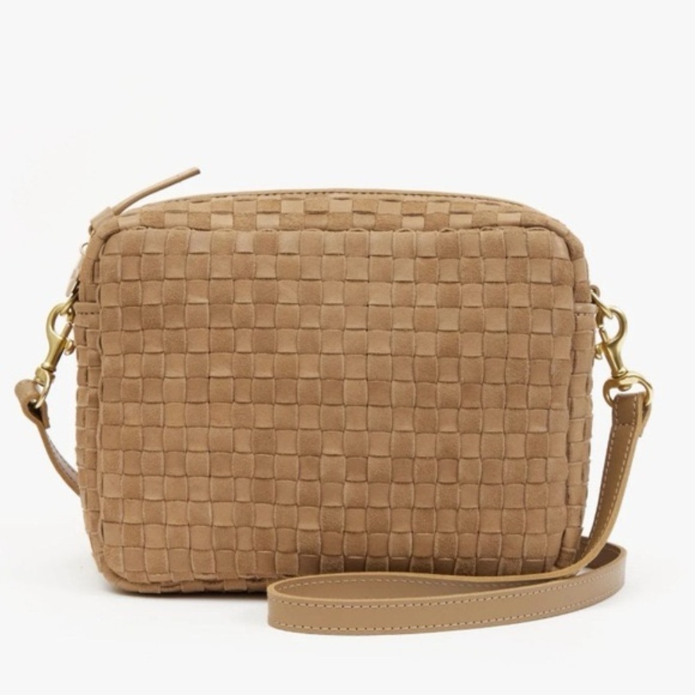 Clare V. Midi Sac Clay Suede Leather Woven